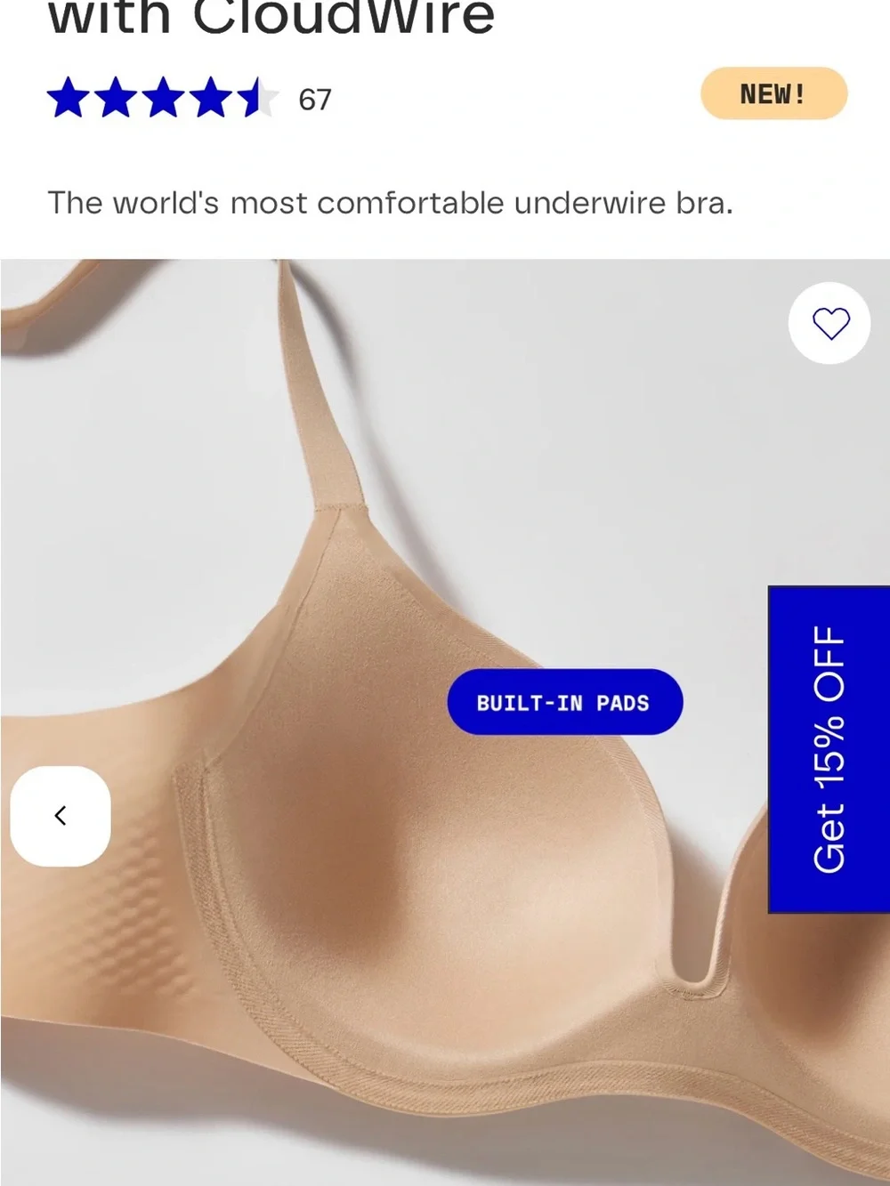 Honeylove CloudEmbrace Bra with CloudWire 38D in Sand